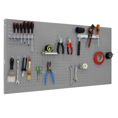 Imagen de Simon Rack Panel Herramientas Pared, Organizador Herramientas, Incluye 14 Ganchos y 3 Soportes, 1200x600 mm, Gris Simonwork