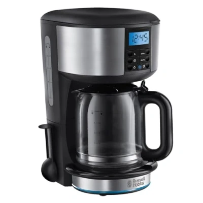Imagen de Russell Hobbs Cafetera de Goteo Buckingham 10 Tazas, Jarra Cristal 1,25L, Soporte Filtro Extraíble, Tecnología Rociado Avanzada Programable, Función Autolimpieza, Gris y Negro 20680 56