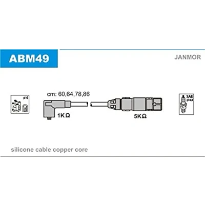 Imagen de JANMOR ABM49 Juego de Cables Encendido VOLKSWAGEN: Golf 4, New Beetle Hatchback, Caddy 3, AUDI: A3 Hatchback