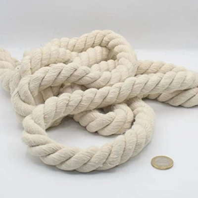 Imagen de Cordón Redondo de algodón 3 Metros, 20 mm, Cuerda Trenzada con Alma Natural, Ideal para Bricolaje, Costura, versátil Color Blanco