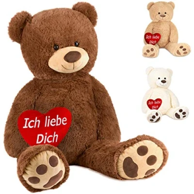 Imagen de BRUBAKER Peluche Gigante XXL Oso/Osito 100 cm Marrón Corazón de Felpa &#039;Ich Liebe Dich&#039; Incluido