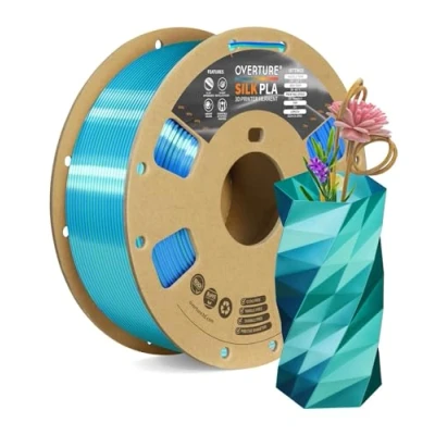 Imagen de OVERTURE Seda Dual Color PLA Filamento de 1,75 mm, Bobina 1 kg (2,2 lb), SILK Precisión Dimensional +/ 0.02 Para Impresora 3D(Seda Verde Azul)