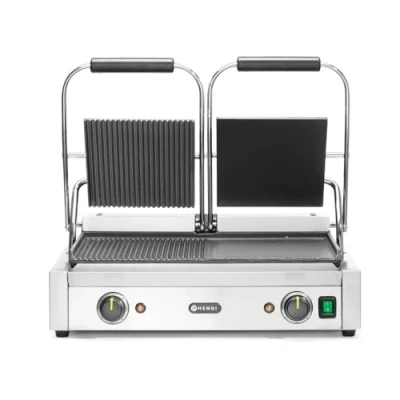 Imagen de HENDI Parrilla de contacto (modelo doble) mitad liso, acanalado 230V / 3600W 570x370x(H)210 mm