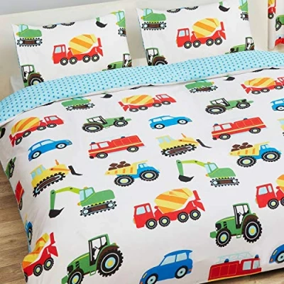 Imagen de Juego de cama con funda edredón y almohada PriceRightHome, diseño camiones medios transporte