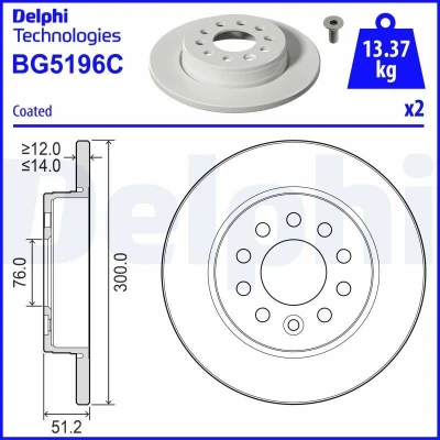 Imagen de Disco de freno DELPHI BG5196C