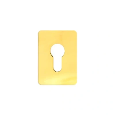 Imagen de TSS Escudo de reparación cilindro europeo latón pulido, 65 mm x 47 mm, cubiertas autoadhesivas para llaves perfil europeo, cubierta ojo cerradura placa puerta