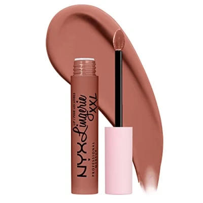 Imagen de NYX Professional Makeup Lip Lingerie XXL Labial líquido Larga duración, Fórmula Vegana, Tono Candela Babe