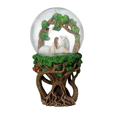 Imagen de Nemesis Now Pure Heart Snowglobe 21cm Green, Resin Anne Stokes Globo de Nieve corazón Puro, 21 cm, Color Verde, 18 cm