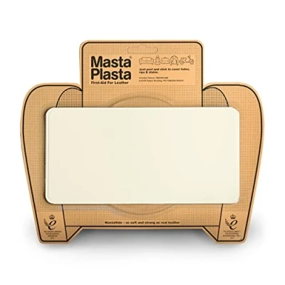Imagen de MastaPlasta Parche Autoadhesivo Premium para Reparación Instantánea de Cuero y Otros Tejidos. Marfil. 20cm x 10cm. Primeros Auxilios sofás, Asientos Coche, Bolsos, Chaquetas