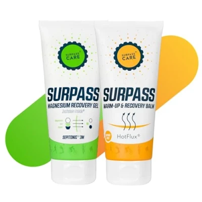 Imagen de SURPASS Paquete de Recuperación para Atletas, Gel Magnesio y Bálsamo Calentar Musculos, Recuperador Muscular, Apoyo Muscular Antes Después la Actividad 2 x 200 ml