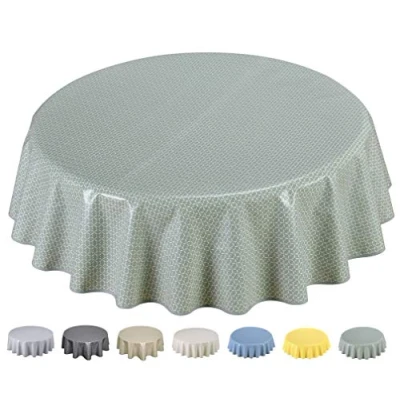 Imagen de Home Direct Mantel de hule redondo PVC, fácil limpiar, 140 cm, color verde salvia