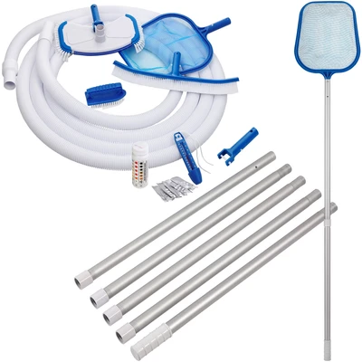 Imagen de Deuba Set de Limpieza Mantenimiento Piscina con 8 Accesorios Cepillo Manguera termómetro Barra telescópica para Piscinas