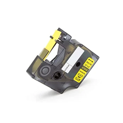 Imagen de vhbw Cinta de escritura compatible con Dymo Rhino 4200, 5200, 6000 impresora etiquetas negro a amarillo, casete tubo termorretráctil, 12 mm