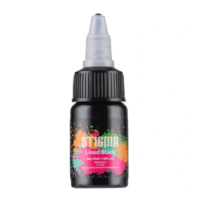 Imagen de STIGMA Tinta de Tatuaje Negra 15ml, 1/2OZ por Botella, para Linea, Pro Tattoo Ink Super Black for Artist