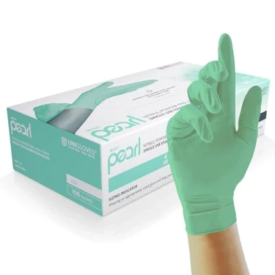 Imagen de UNIGLOVES Magenta Pearl Guantes de examen nitrilo, Multiuso, Sin polvo y látex, desechables, Caja 100 guantes, Magenta, Talla M GP8503, Menta