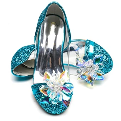Imagen de ELSA &amp; ANNA Zapatos de princesa niña 3 cm tacón fantasía con brillos y cristales Para fiestas, cumpleaños cosplay Tacones (BLU14)