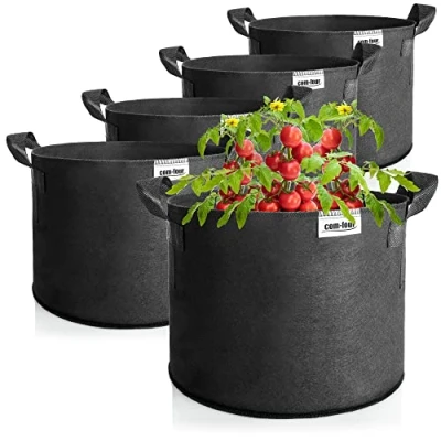 Imagen de com four® 5X Saco para Plantas 95 L Tarrina Tomates con Asas Bolsa Macetero fitosanitario (95 5 Piezas)