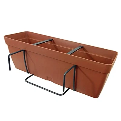 Imagen de Art Plast Lolego Fly Square Jardinera 40 cm con escuadra de fijación Cuadrada, Terracota