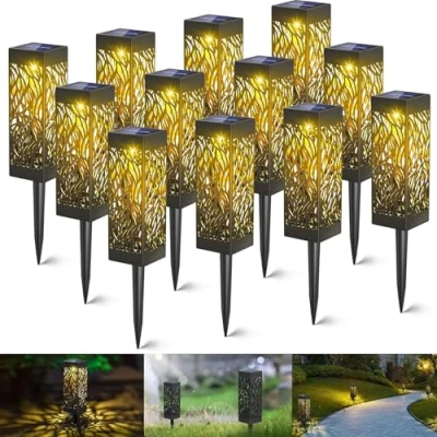 Imagen de kefflum 12 Piezas Luces Solares para Exterior Jardin Focos Impermeable IP65 Lámparas Jardín, Patio, Calzada, Piscina y Camping