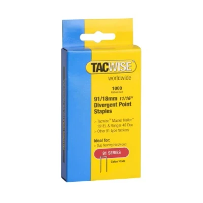 Imagen de Tacwise 0287 Grapas de corona estrecha puntas divergentes 91/18 mm, Caja 1000 unidades