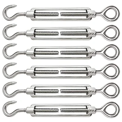 Imagen de 6 Piezas Tensor Cable M6 Alambre Acero Inoxidable 304 Ajustable Gancho y Ojo para Cuerda