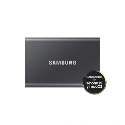 Imagen de Disco duro externo 4 TB Samsung T7 MU PC4T0T/WW, SSD, Hasta 1050 MB/s, USB 3.2 Gen.2 (10Gbps), Gris/Titanio