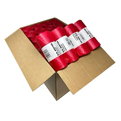 Imagen de 48 rollos de Bolsas basura roja. con capacidad 100 litros para cubo comunidad. 480 sacos resistentes termosellado. 10 uds por rollo. Caja rollos.