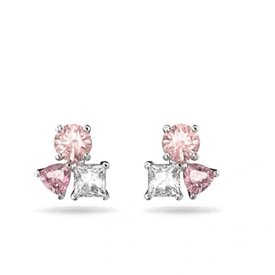 Imagen de Swarovski Pendientes Attract para Mujer, con Baño de Rodio, Cristales Blanco y Rosa, Colección