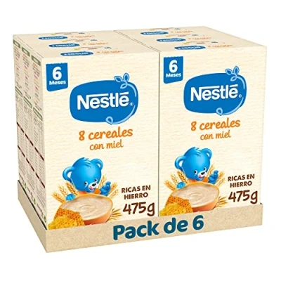 Imagen de Nestle Papilla 8 Cereales con Miel, 6 Paquetes de 475g (Total 2.85 Kg)