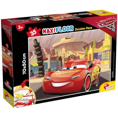 Imagen de Lisciani Puzzle Maxi Floor para niños de 35 piezas 2 en 1, Doble Cara con reverso colorear Disney Cars 3 60665