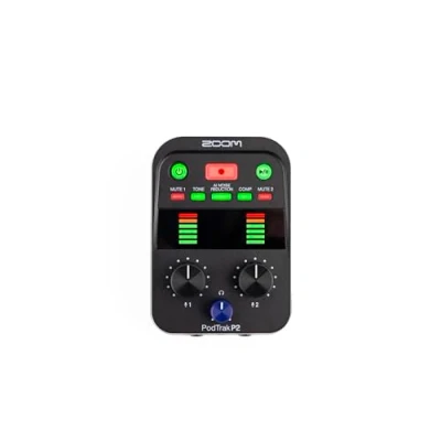 Imagen de Zoom Grabadora de podcasts portátil P2 PodTrak e Interfaz Audio USB Mezclador podcasting para grabación Podcast móvil en Calidad transmisión 2 entradas micrófono