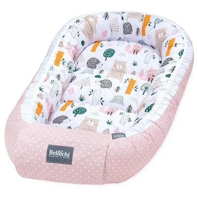 Imagen de Bellochi Nido Bebe Recien Nacido Reductor de Cuna para 100% 90x60x12cm con Bordes Protectores Bosque