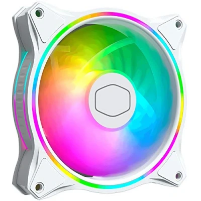 Imagen de Cooler Master MasterFan MF120 Halo Edición Blanca ARGB: Ventilador de Caja y Refrigerador, Doble Anillo Iluminación ARGB, Diseño Aspa Híbrido, Sensor Protección Amortiguador Vibración, 120mm Blanco