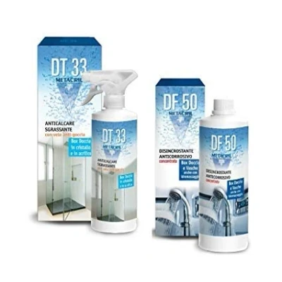 Imagen de Limpiador y desincrustante antigoteo para cabinas de ducha + superdesincrustante anticorrosión concentrado DT33 500 ml pulverizador DF50