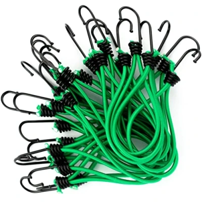 Imagen de Upgrade4cars 25 Tensores Elasticos con Ganchos Cuerdas Elásticas Verde de Goma Pequeño para Lonas, Remolques etc.