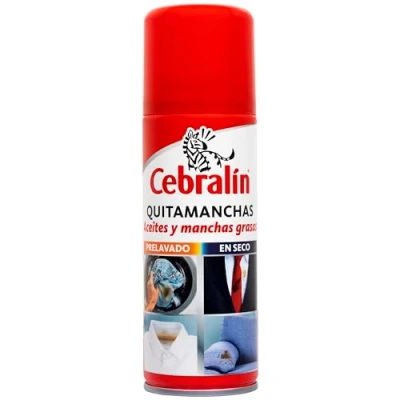 Imagen de Cebralin Quitamanchas en Spray, Elimina Manchas de Aceite y Grasas Textiles, Uso Seco Prelavado 200 ml