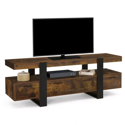 Imagen de Mueble TV PHOENIX con madera envejecida y cajones negros 140 cm