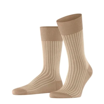 Imagen de FALKE Oxford Stripe M SO algodón estampado 1 par, Calcetines Hombre, Marrón (Camel 5038), 43 44