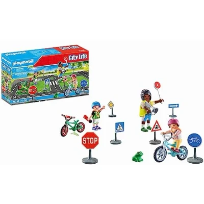 Imagen de PLAYMOBIL City Life 71332 Educación Vial, Curso de Bicicletas, Bicicletas señales tráfico y más, Juguetes para niños a Partir 4 años