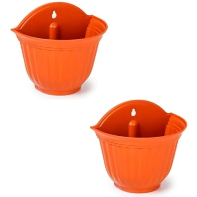 Imagen de AC Pack de 2 macetas plástico para Pared, macetero, Tiesto Colgar, Recipiente Plantas, Flores, balcón, Porche, hogar, Fabricada en España (Marrón 26 x 29,5 19 cm)