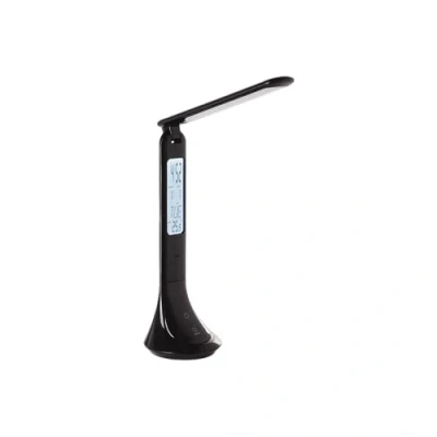 Imagen de Eglo LED lámpara de mesa Coluccia, mesilla noche con despertador y termómetro, táctil regulable por pasos, escritorio plástico en negro, blanco neutro