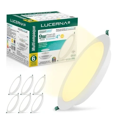 Imagen de LUCERNA Downlight LED techo empotrable 9W Focos interior Redondo Luz Cálida 3000K 920 LM Plafon Ф110 120mm Panel en PACK de 6