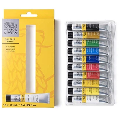 Imagen de Winsor &amp; Newton acrílico Galeria Set de iniciación a la pintura acrílica, 10 colores 12 ml