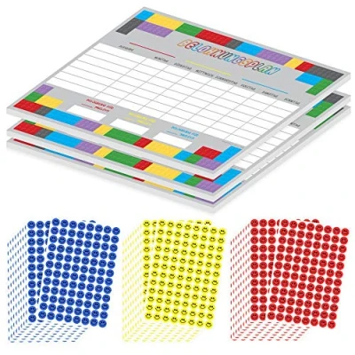 Imagen de PRICARO Planificador de recompensa magnético A4 con bloques construcción, 25 hojas, 3 unidades