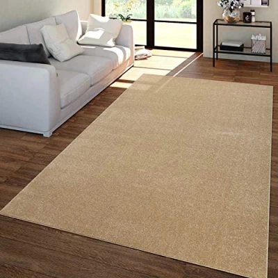 Imagen de TT Home Alfombra Salón Pelo Corto Moderno Diseño Liso Atemporal, Color:Oro, Tamaño:160x220 cm
