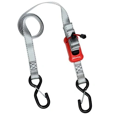 Imagen de Master Lock 3313EURDAT Cinchas de Amarre con Trinquete y Ganchos Ganchos, Gris, 2.5 m x 25 mm