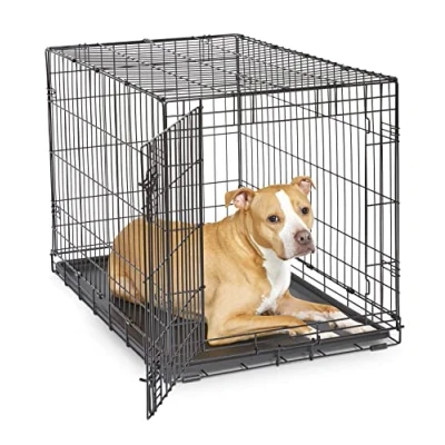 Imagen de New World modelo B36 Jaula para perros recién óptimizada, con una sola puerta, bandeja a prueba de fugas, patas protectoras y nuevas características patentadas, longitud 91,44 cm