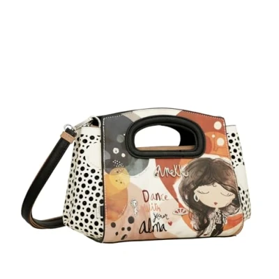 Imagen de Bolso de Mano con Bandolera Diseño Práctico Interior Forrado y Asas Medidas: 32x20x12 cm Accesorios Complementos Mujer