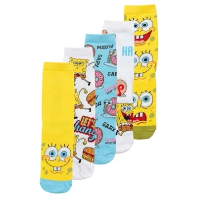 Imagen de United Labels 5 pares de calcetines Bob Esponja para hombre, multicolor, 40 45, medias 45