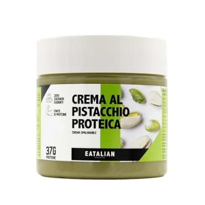 Imagen de EATALIAN by AMZ BETTER Crema Proteica de Pistacho, para Untar con 30 g Proteinas, Sabor Dulce y Único, Pasta Ideal Pan, Perfecta Rellenar Pasteles Dulces, 200 gr, Made in Italy